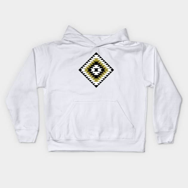 Aztec Symbol Diamond Black White Gold Kids Hoodie by NataliePaskell